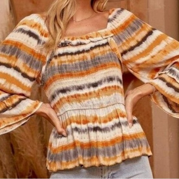 Savanna Jane Square Neck Smocked Top - Picture 1 of 5